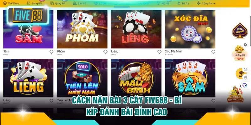 Cách Nặn Bài 3 Cây FIVE88 - Bí Kíp Đánh Bài Đỉnh Cao 2 Cách nặn bài 3 cây FIVE88