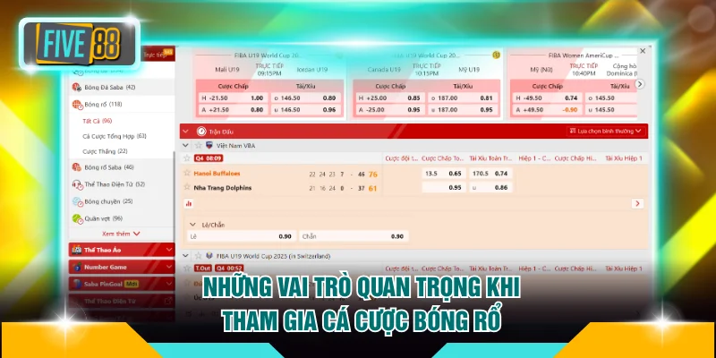 Cá Cược Bóng Rổ Trực Tuyến FIVE88 Và Bí Quyết Thành Công 2 Những vai trò quan trọng khi tham gia cá cược bóng rổ