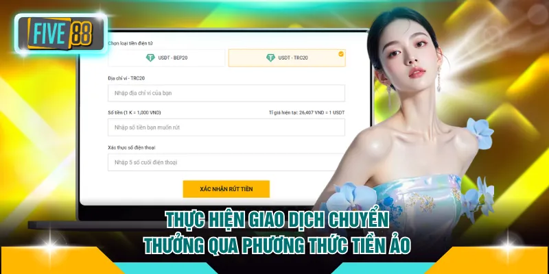 Thực hiện giao dịch chuyển thưởng qua phương thức tiền ảo bảo mật