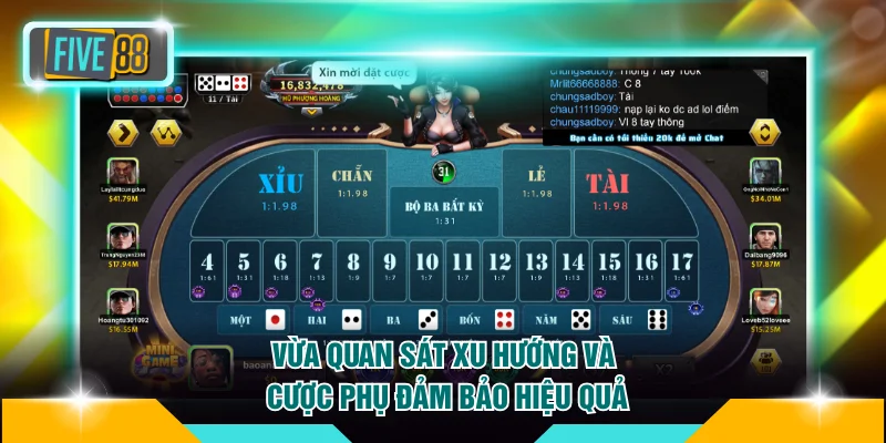 Soi Cầu Tài Xỉu FIVE88 Mẹo Chuẩn Thắng Lớn Không Cháy Vốn 4 Vừa quan sát xu hướng và cược phụ đảm bảo hiệu quả
